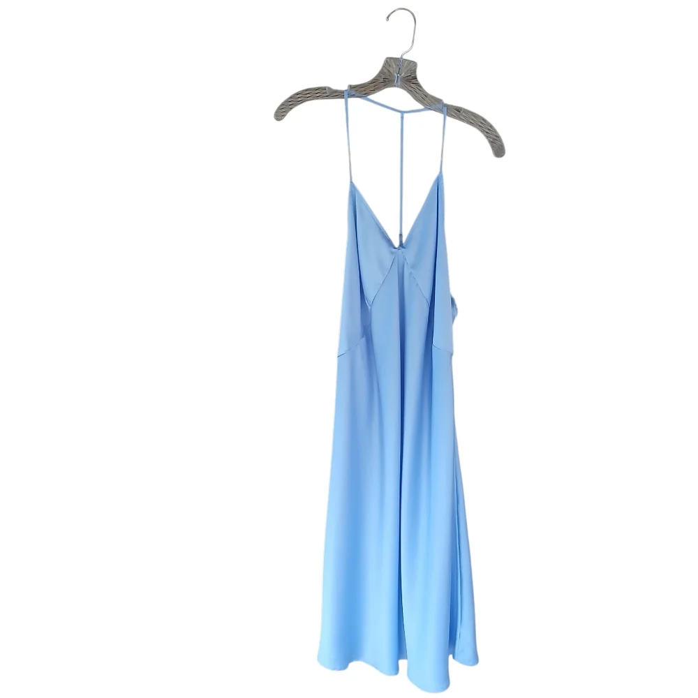 Cable & Gauge Blue V Neck T Back Satin Nightgown Medium - Picture 1 of 7